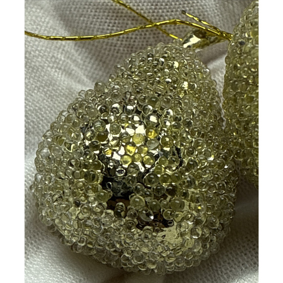 Vtg Lot of 8 Sugar Coated Miniature Pear Apple Ornaments Gold Glass Beaded As Is - Picture 7 of 16